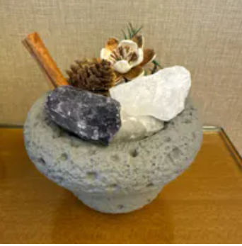 [S] GEMZ & CO LVXIN DECORATIVE DIFFUSER GREY BOWL WITH POTPOURRI AND WHITE/VIOLET CRYSTAL, S01-GREY (L5)