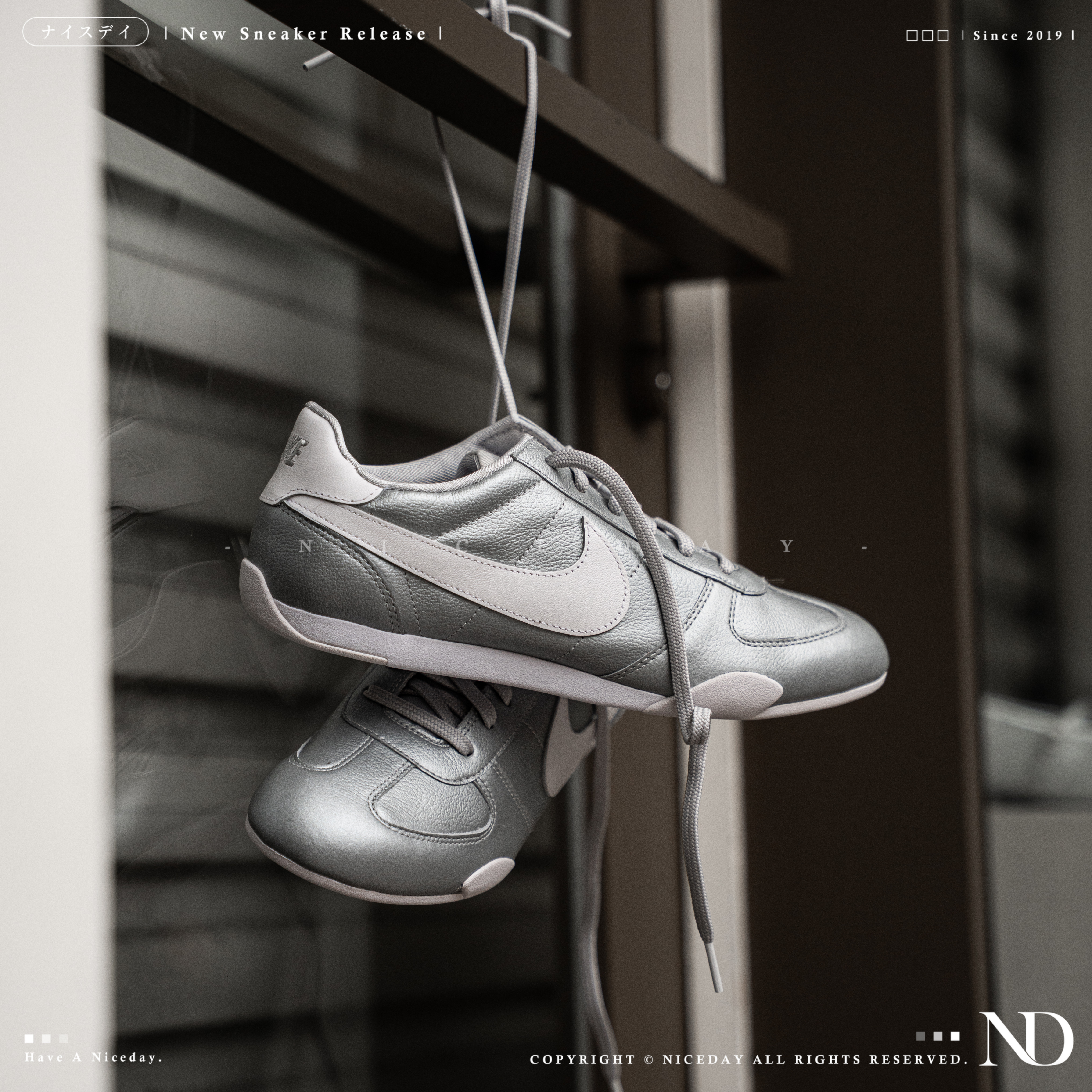 NICEDAY 現貨 NIKE W SPRINT SISTER 銀白 皮革 復古 薄底 休閒鞋 II6984-001