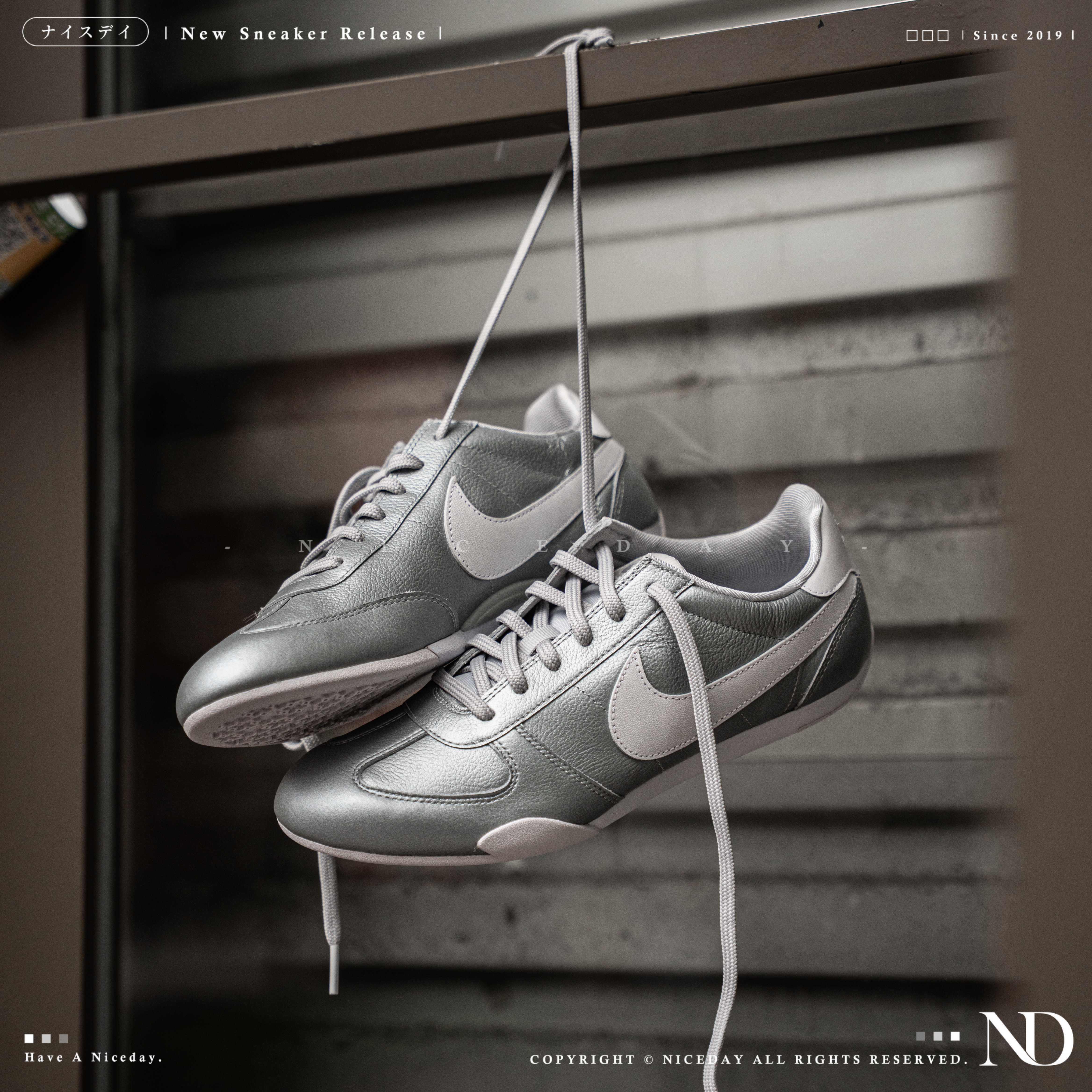 NICEDAY 現貨 NIKE W SPRINT SISTER 銀白 皮革 復古 薄底 休閒鞋 II6984-001