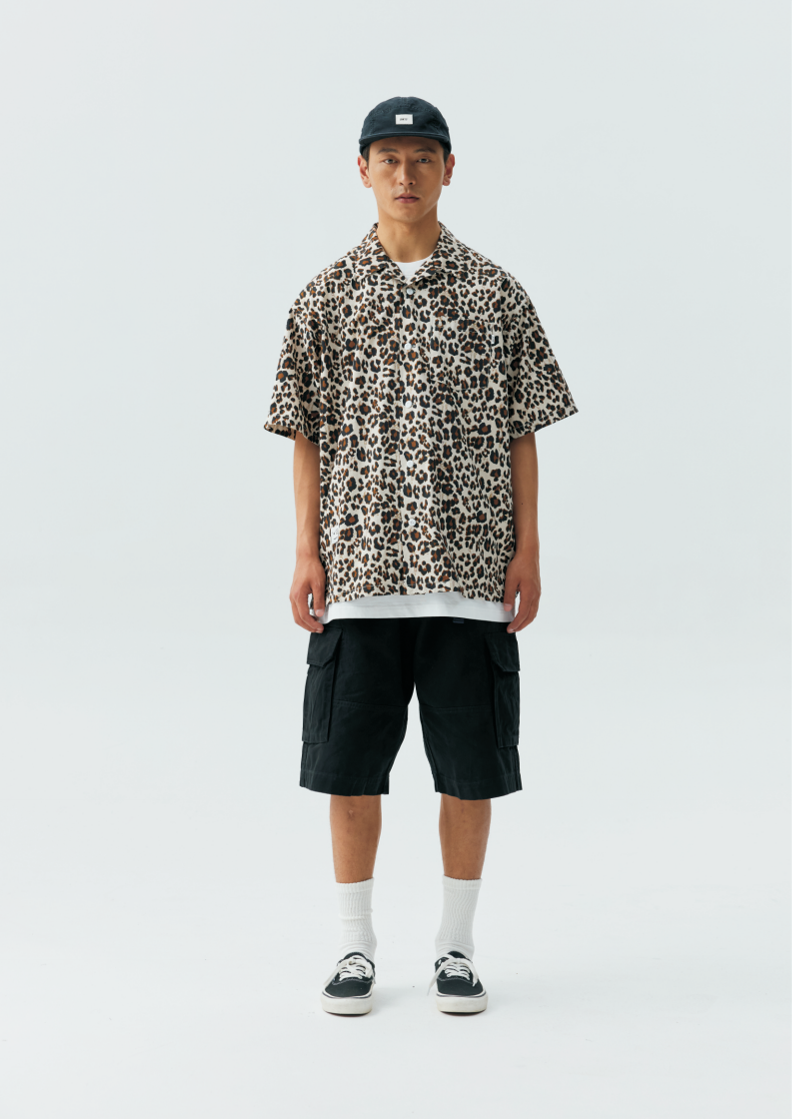 《S.V》滿版豹紋寬版短袖襯衫
