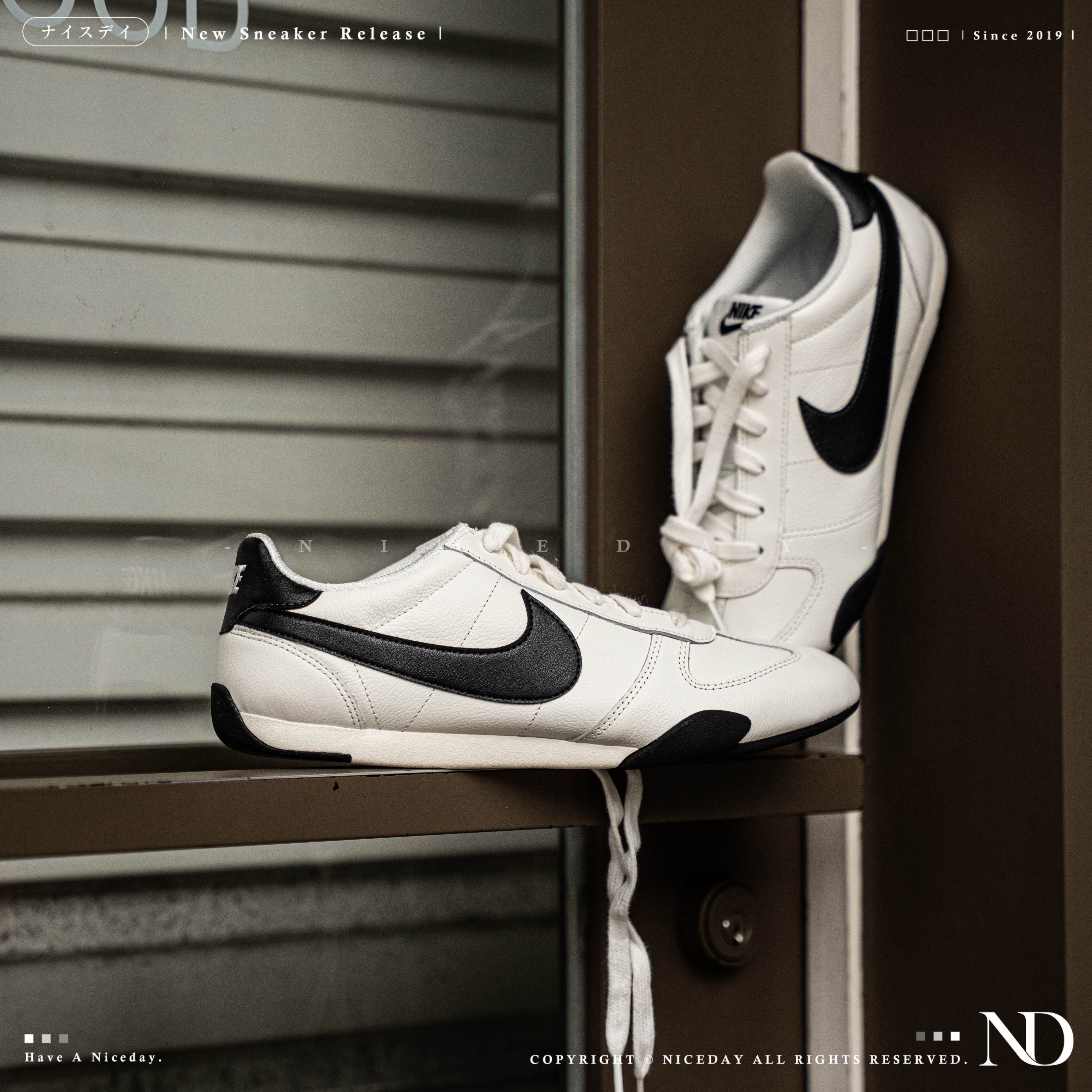 NICEDAY 現貨 NIKE W SPRINT SISTER 白黑 皮革 復古 薄底 休閒鞋 IB7102-100