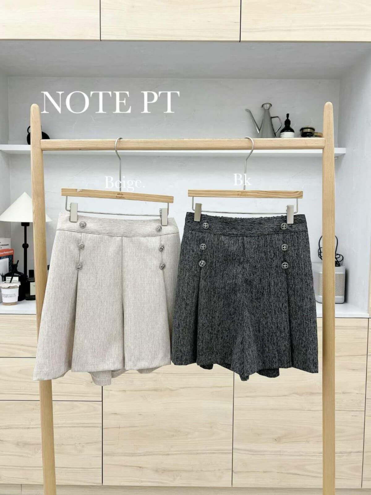 AS6131 混色線織六釦短裙褲