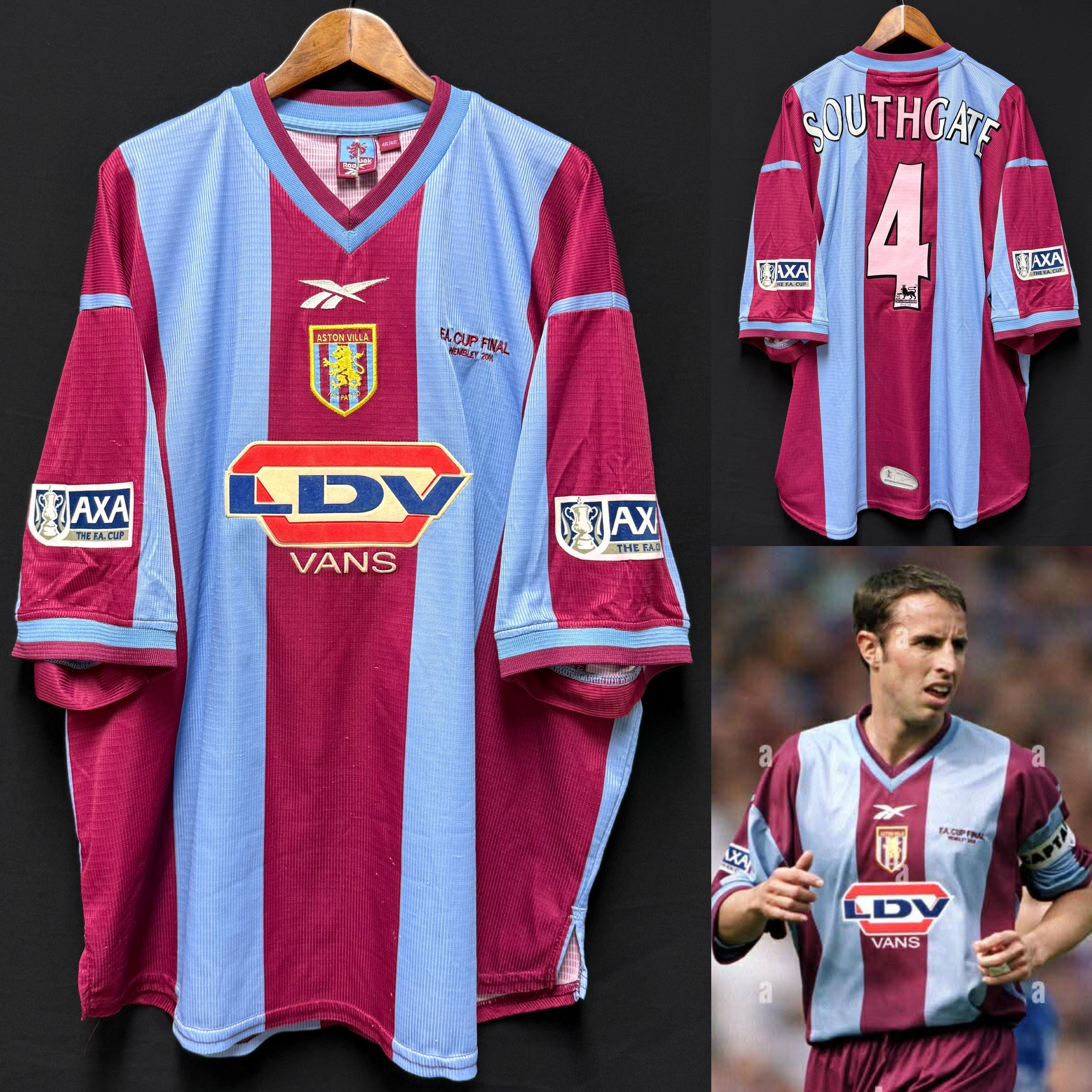 Aston Villa 1999-2000 FA Cup Final Reebok Home Shirt #4 SOUTHGATE