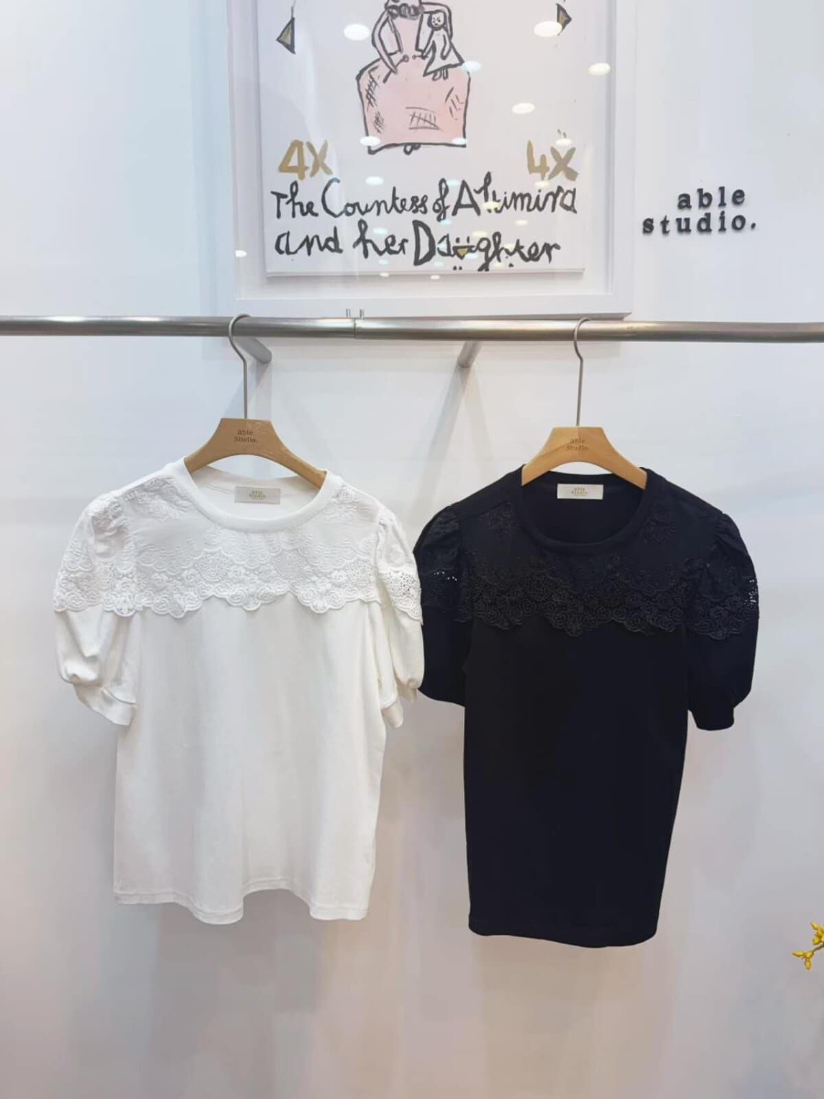 AS6139 拼接花布泡泡袖上衣