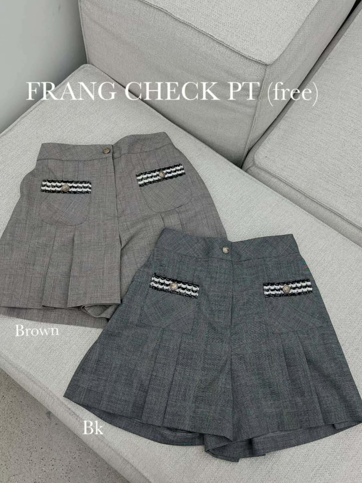 AS6143 暗格紋壓褶短裙褲