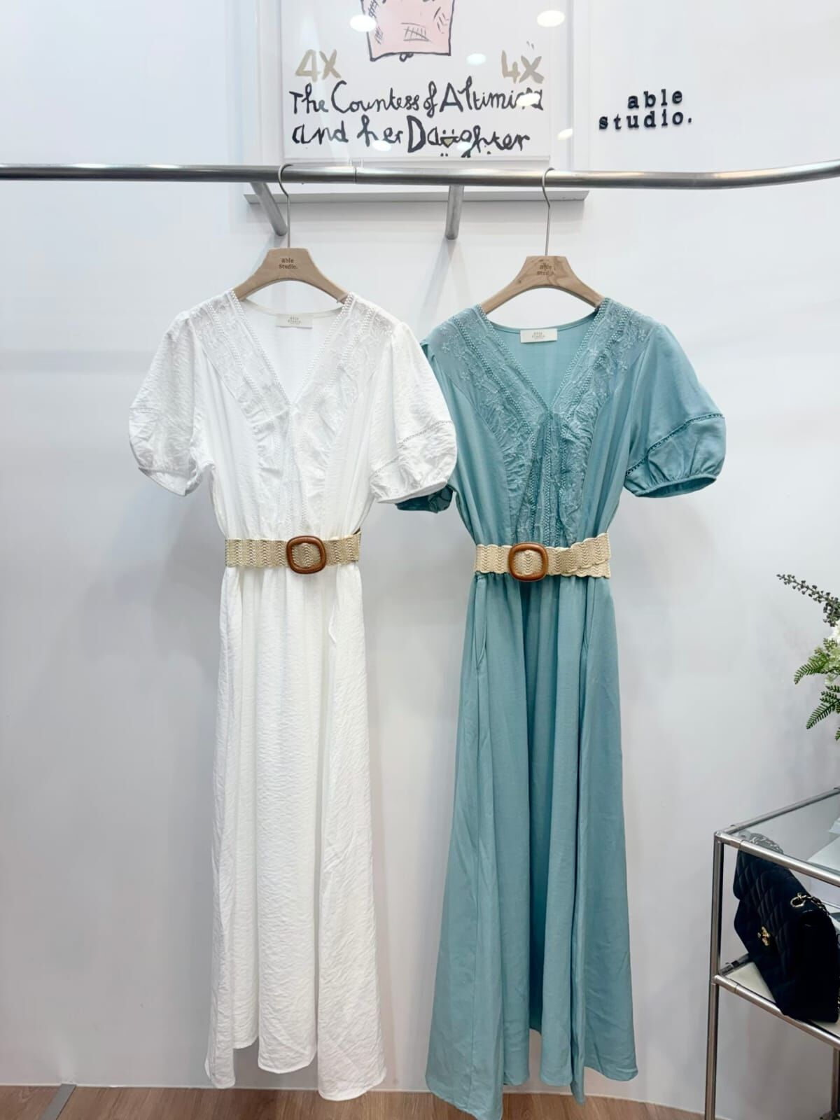 AS6149 波西米亞拼接泡泡袖連身裙