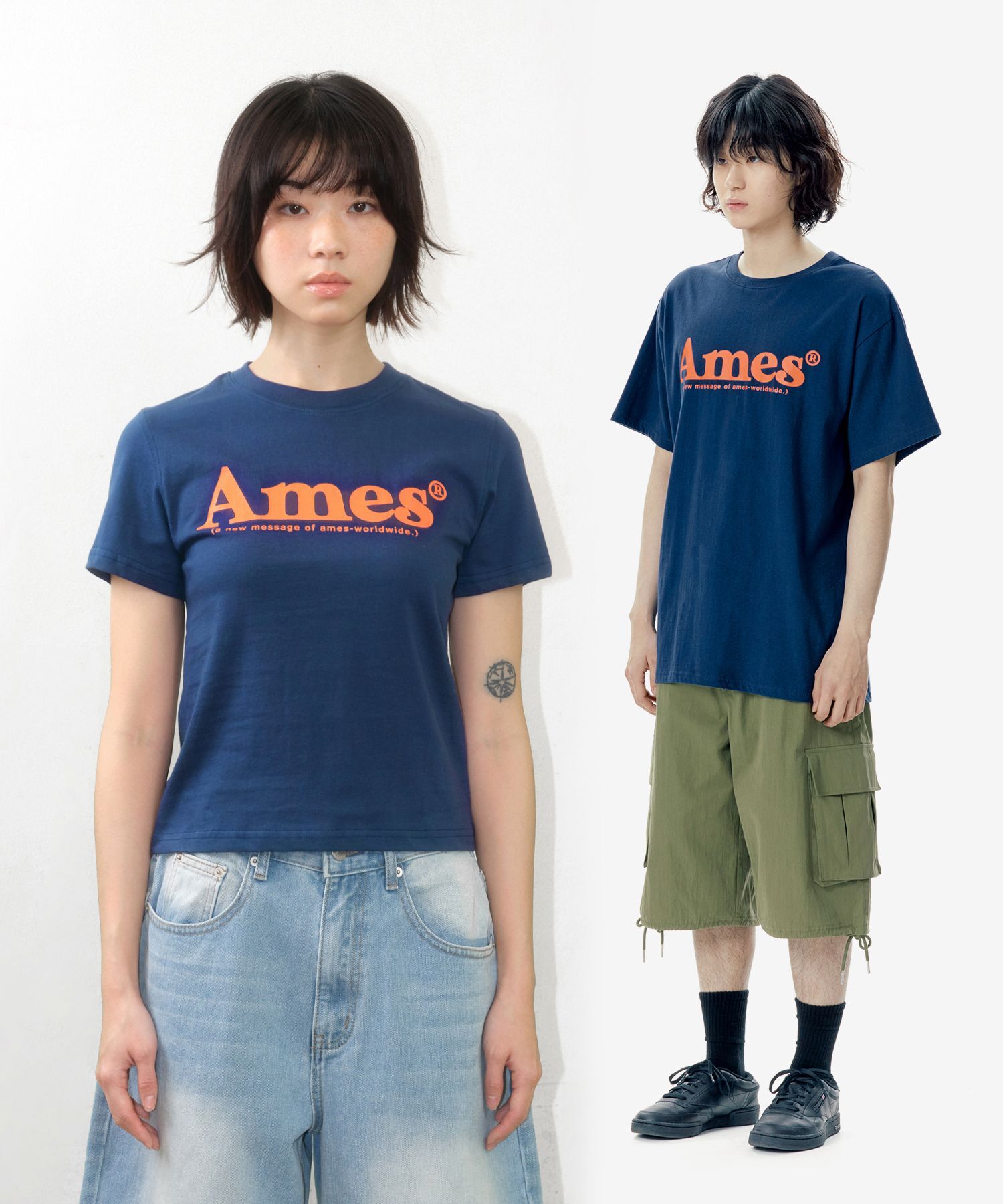 AMES-WORLDWIDE Basic Logo 短袖T恤 海軍藍 AM2EMUT510ANV