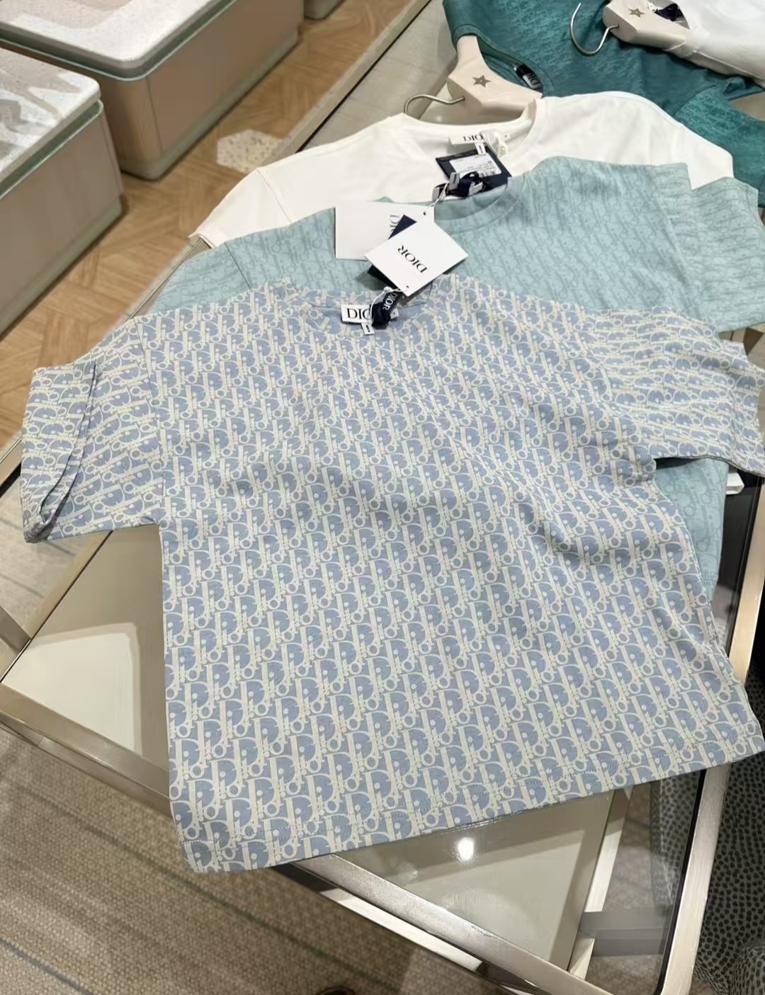 DIOR Kids 經典 嬰兒藍色 monogram 圖案 Tee
