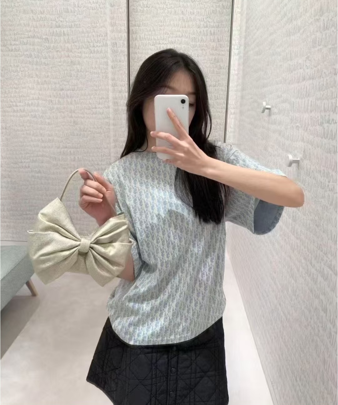 DIOR Kids 經典 嬰兒藍色 monogram 圖案 Tee
