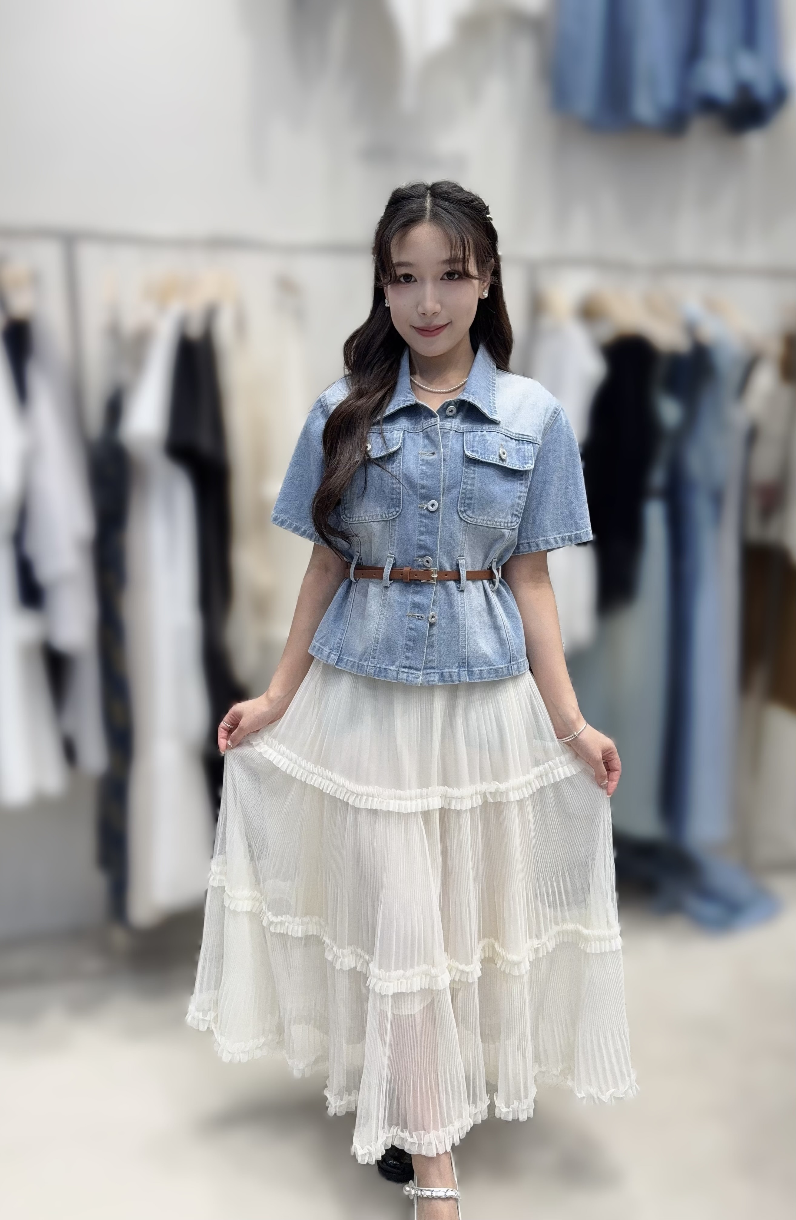 HP67  ( 1SET )上衣:胸39 長22.5  長裙 下身:腰25-40 HIP44 長37  $539[一口價]