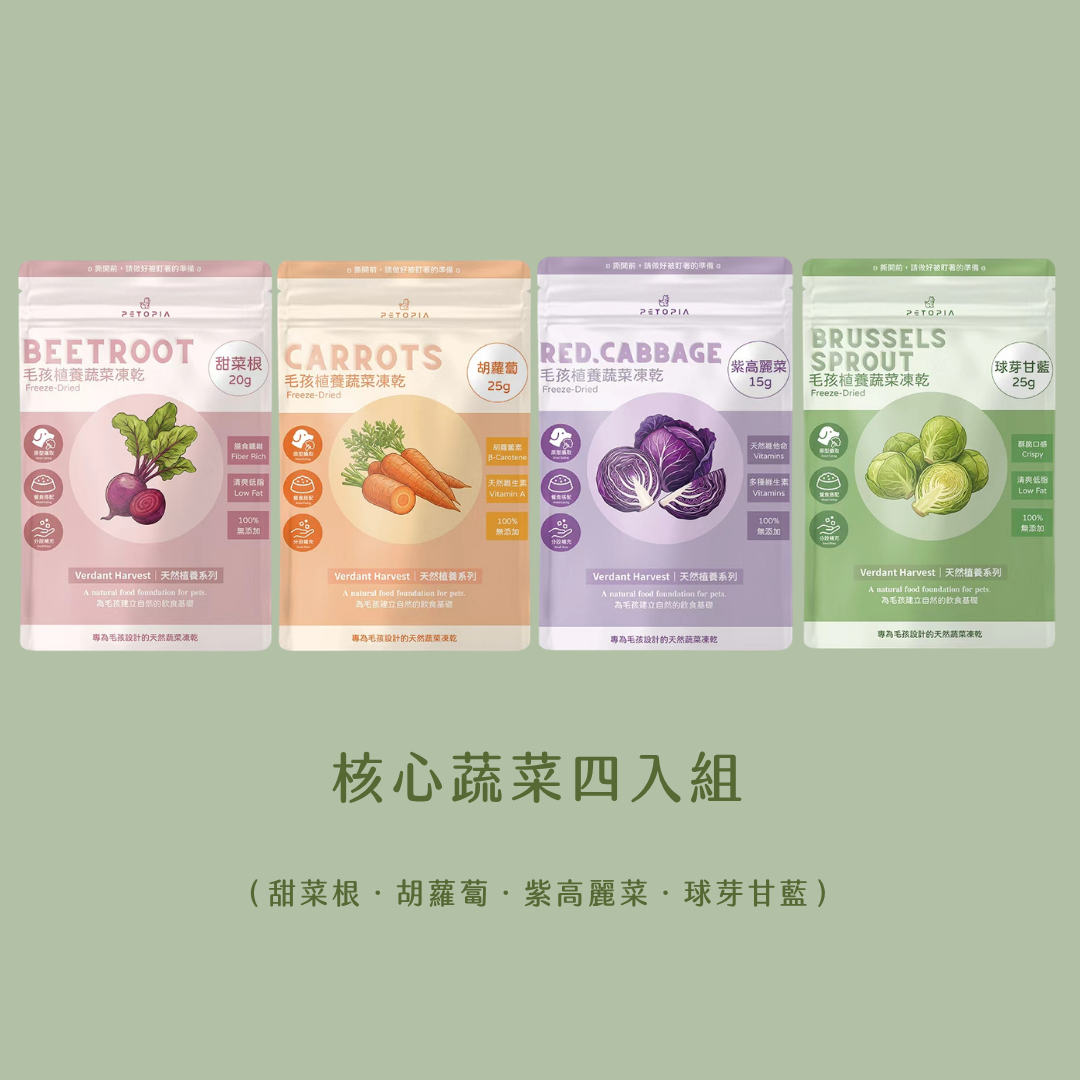 核心蔬菜四入組．日常營養基礎款｜甜菜根．胡蘿蔔．紫高麗菜．球芽甘藍