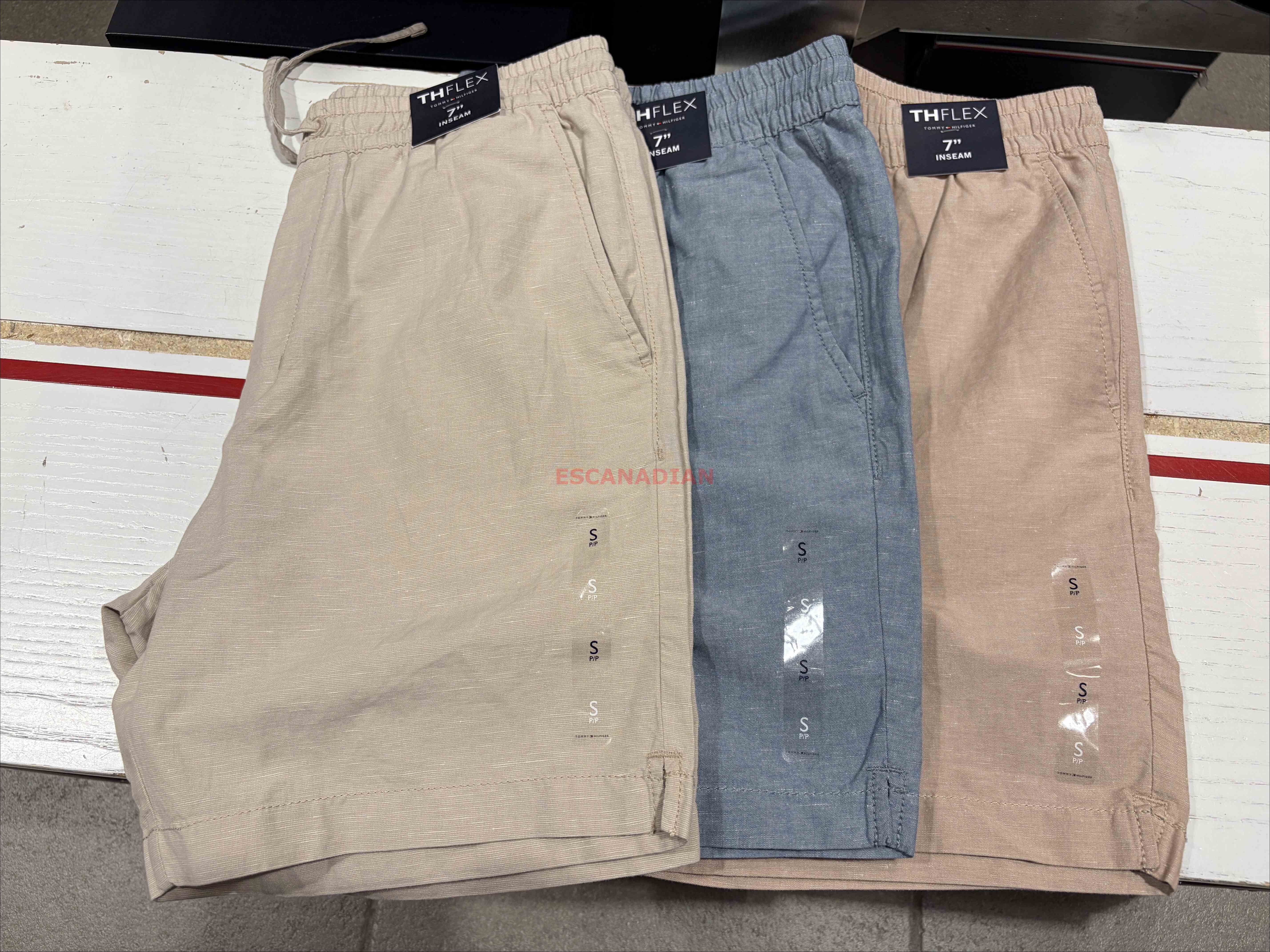 TOMMY 男大人 素面 棉麻材質 休閒短褲 (長度7) (3色)