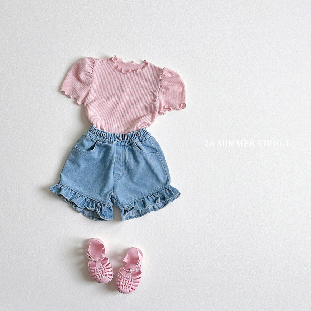 90-140 VV 荷葉邊牛仔短褲 2色