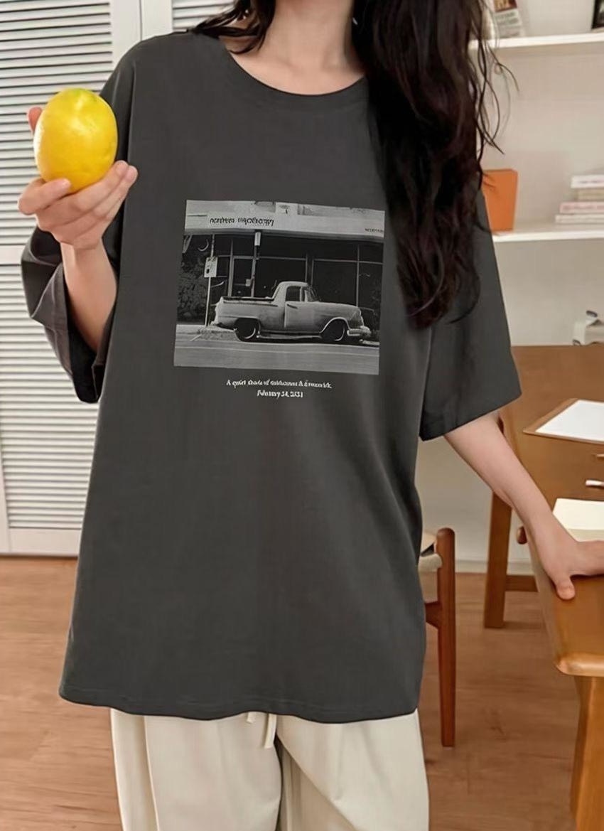 美式老爺車圖案棉質衣