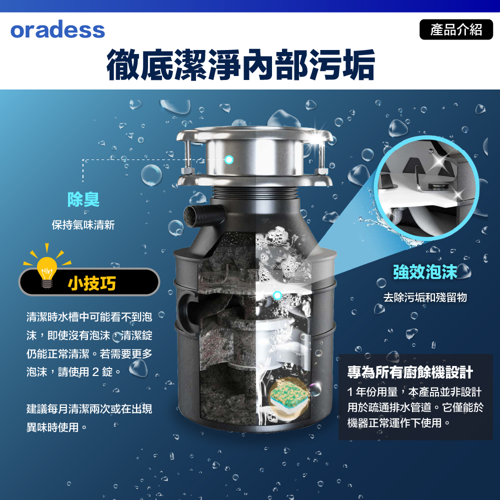 【Oradess】廚餘機清潔錠 24錠 (一盒)