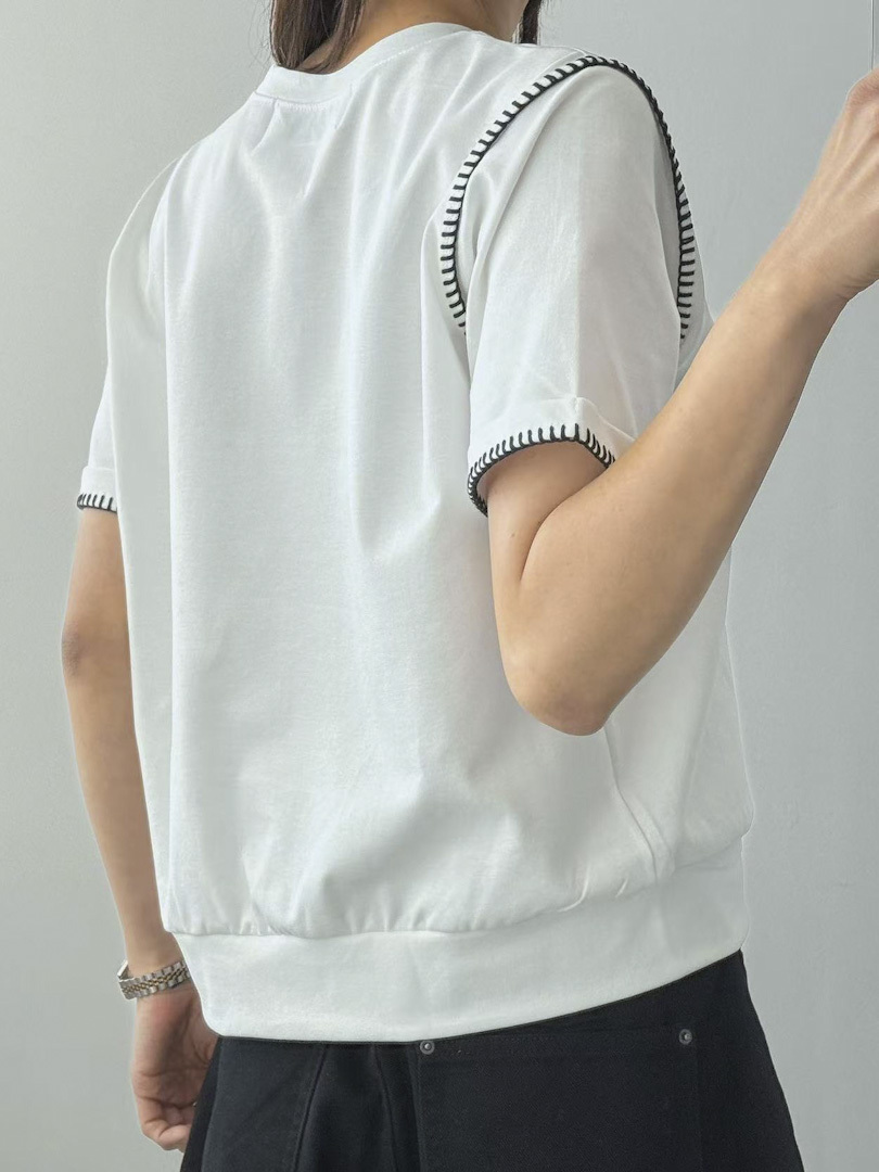 質感設計系列★法式字母刺繡感短版棉T