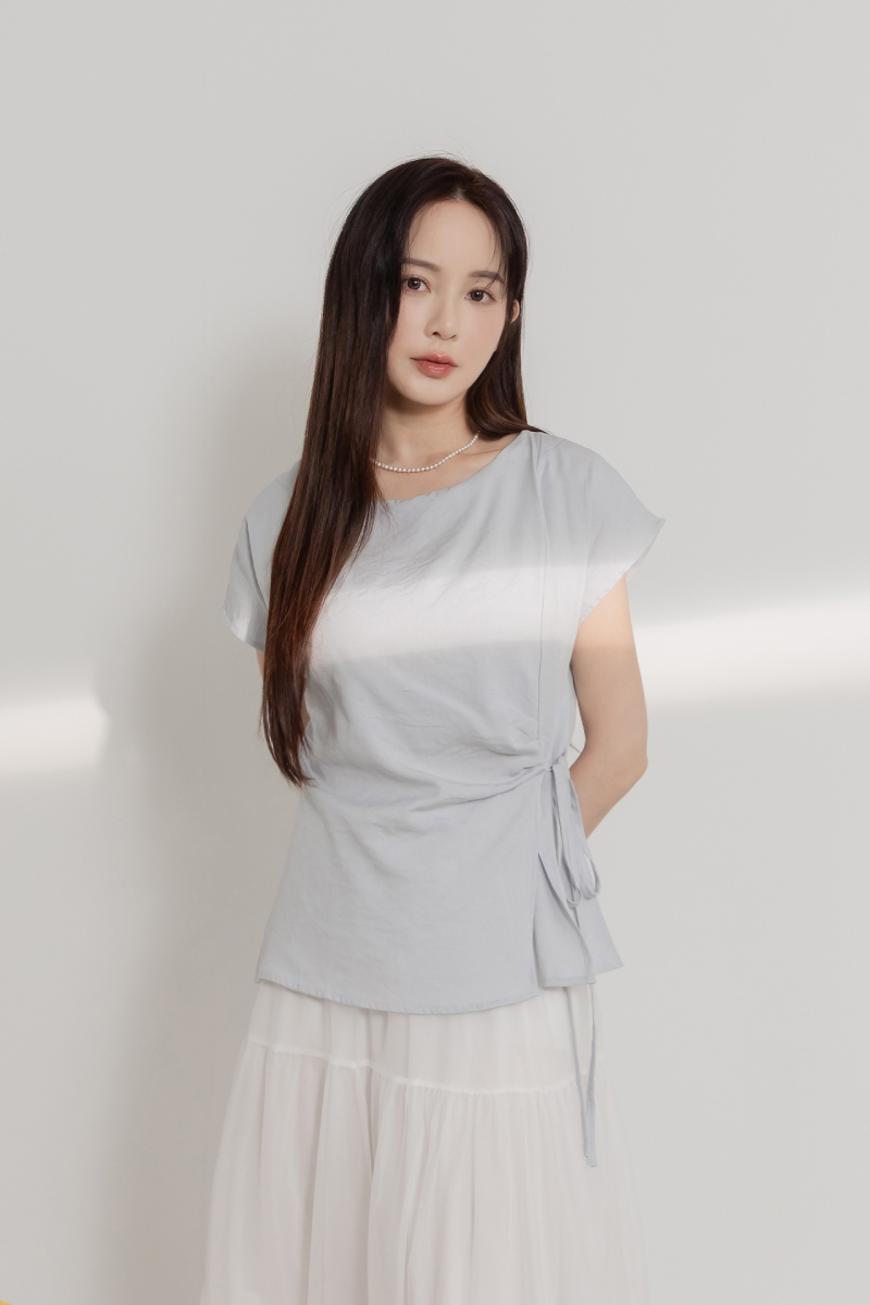 棉麻寬鬆腰綁帶上衣