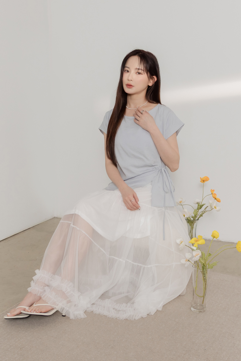 棉麻寬鬆腰綁帶上衣