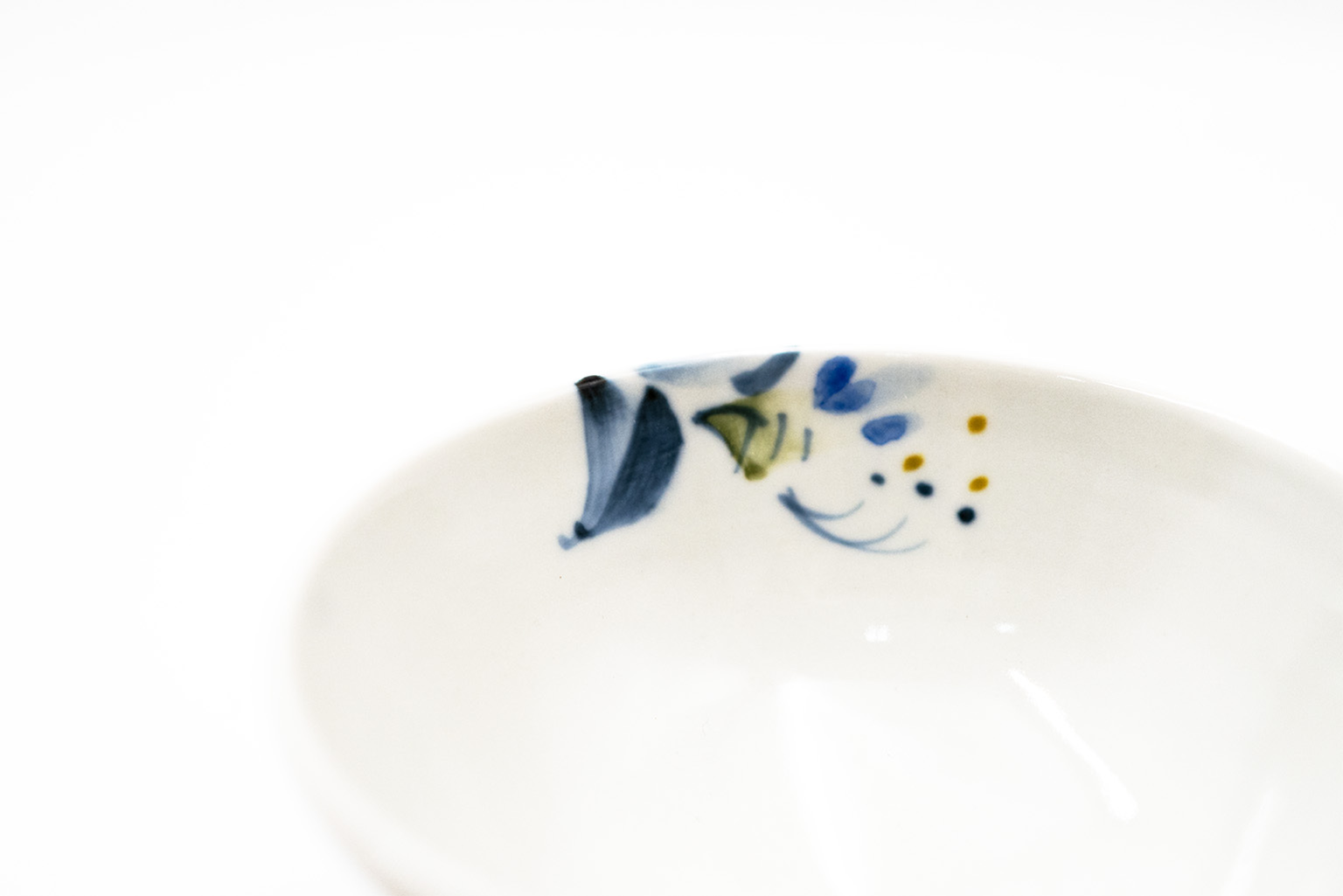 砥部燒｜夫妻碗兩件組 - 綠光作 - 藍繪草葉紋碗