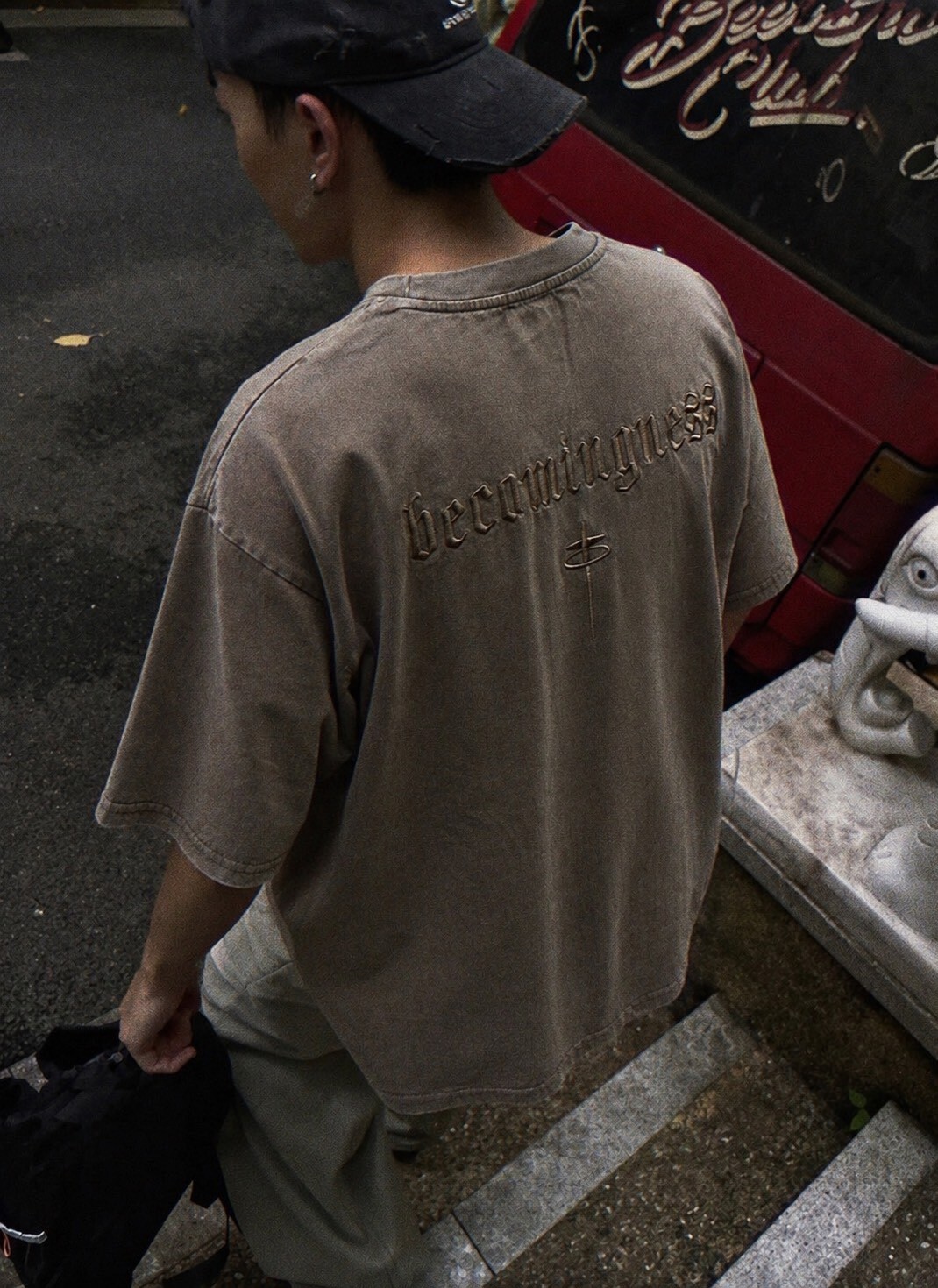 『RB』韓國十字歌德刺繡水洗短T