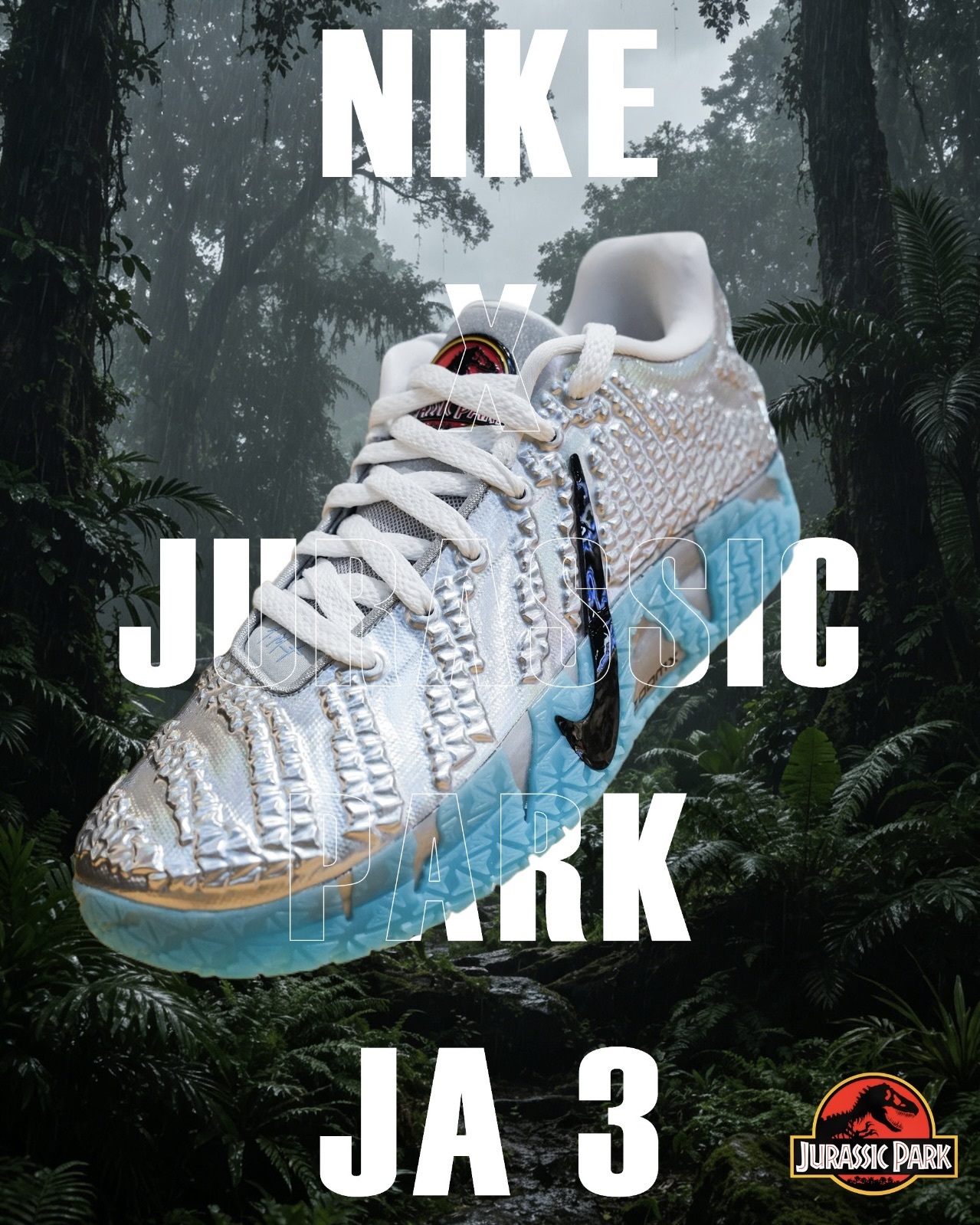 海外連線預定＜限量售出無退換＞男鞋 NIKE JA 3 JURASSIC PARK 'Metallic Silver' 金屬銀 侏儸紀公園 莫蘭特 實戰 籃球鞋 園遊車【IU7239-002】