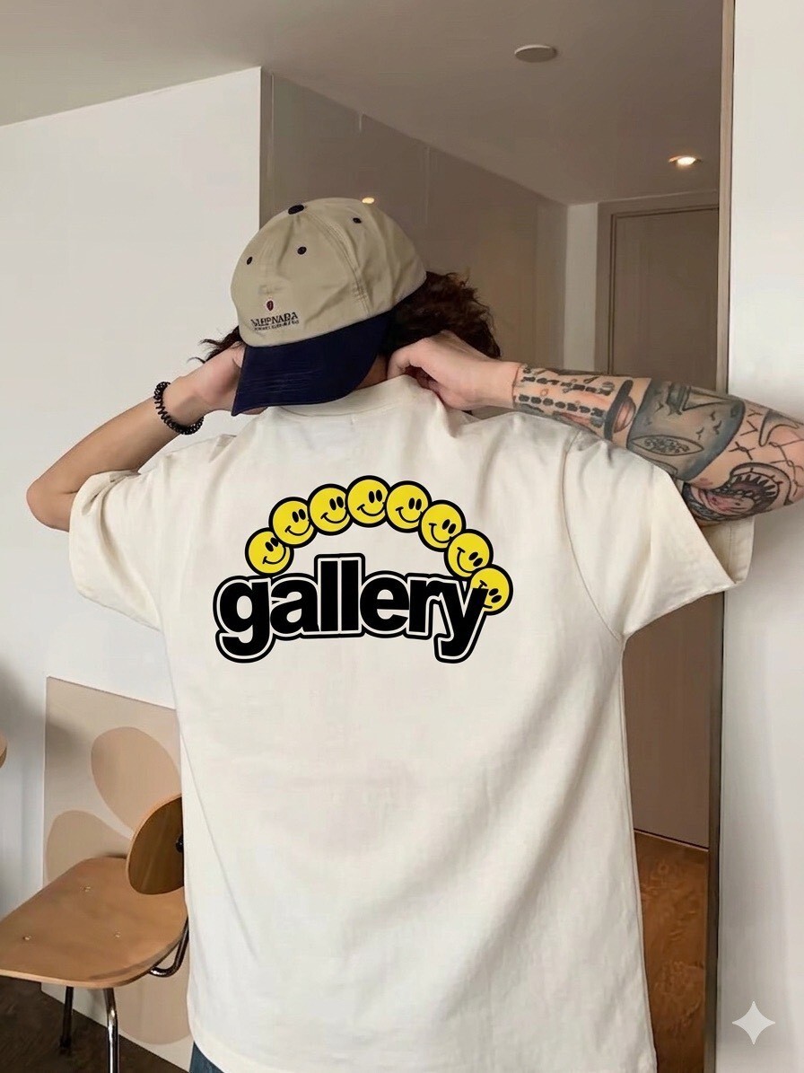 『RB』【現貨】Gallery ‧ 經典微笑弧形排列寬版重磅短 T