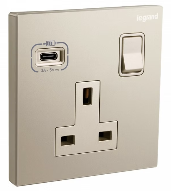 Legrand羅格朗  Galion 13A單蘇有掣連Type C USB 插座