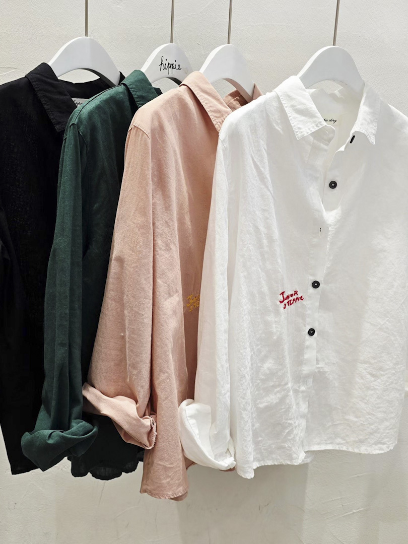 輕法式空氣感棉麻刺繡襯衫