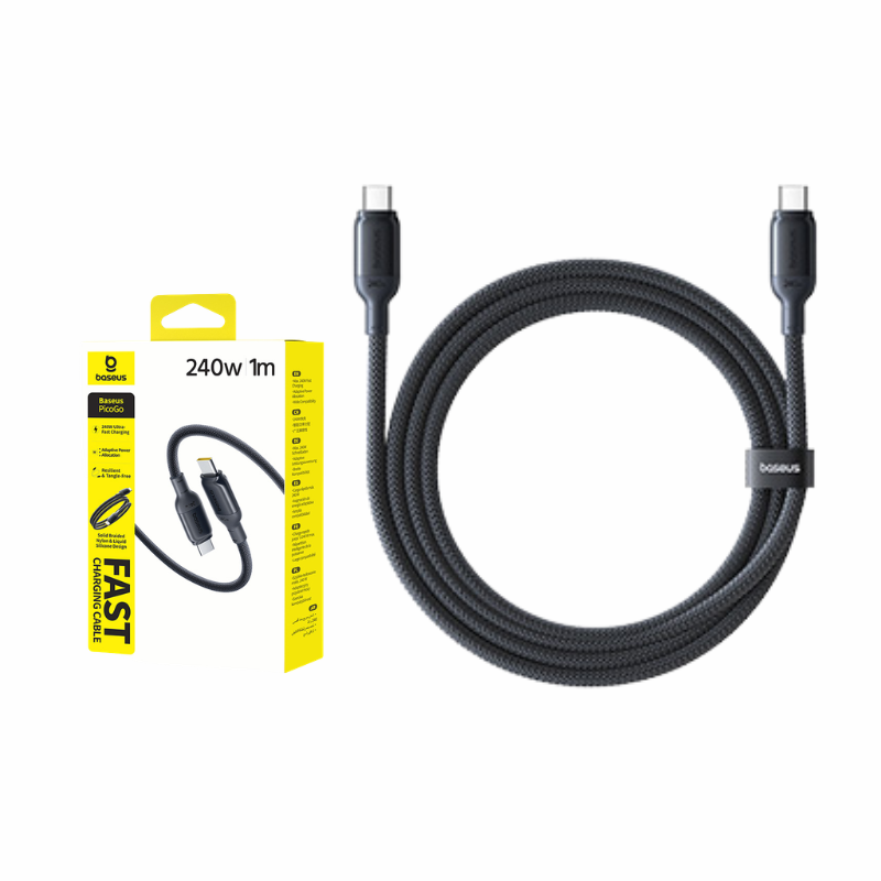 【倍思官網】PicoGo系列 240W Type-C to Type-C 快速充電線 1米 高功率 耐用升級 PD3.2官方認證 (星際黑)