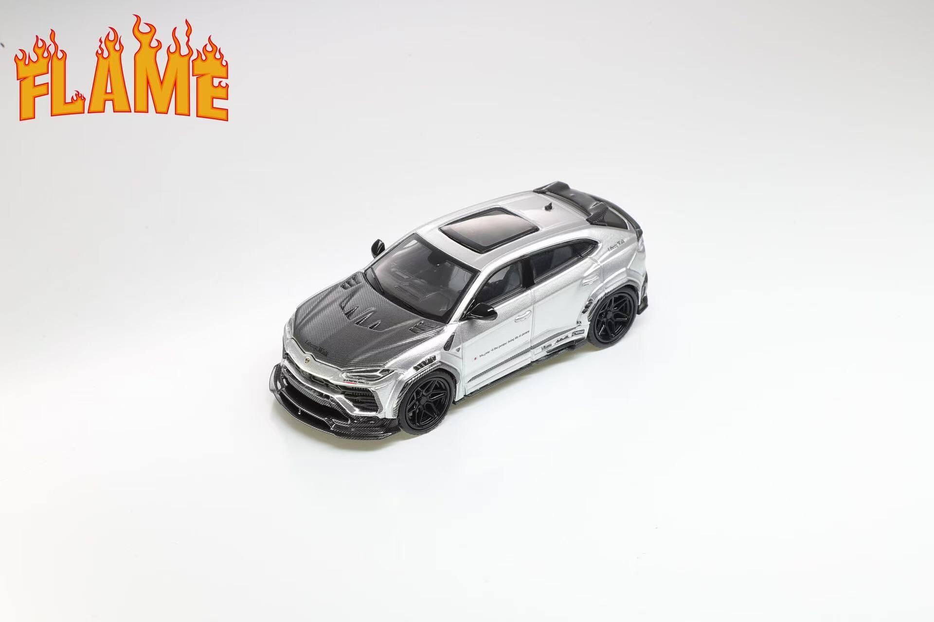 PO-$160 * FLAME * 1:64 LAMBORGHINI URUS LIBERTY WALK SILVER METALLIC