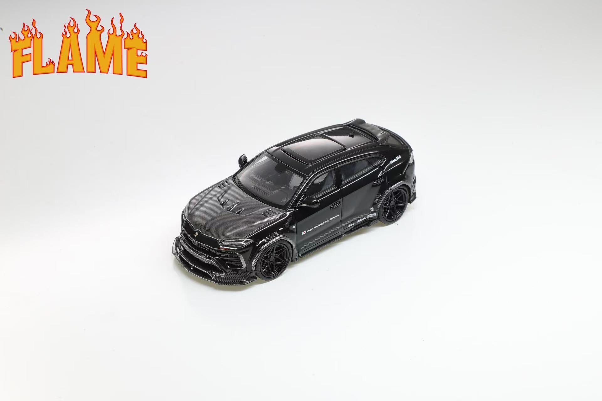 PO-$160 * FLAME * 1:64 LAMBORGHINI URUS LIBERTY WALK GLOSS BLACK