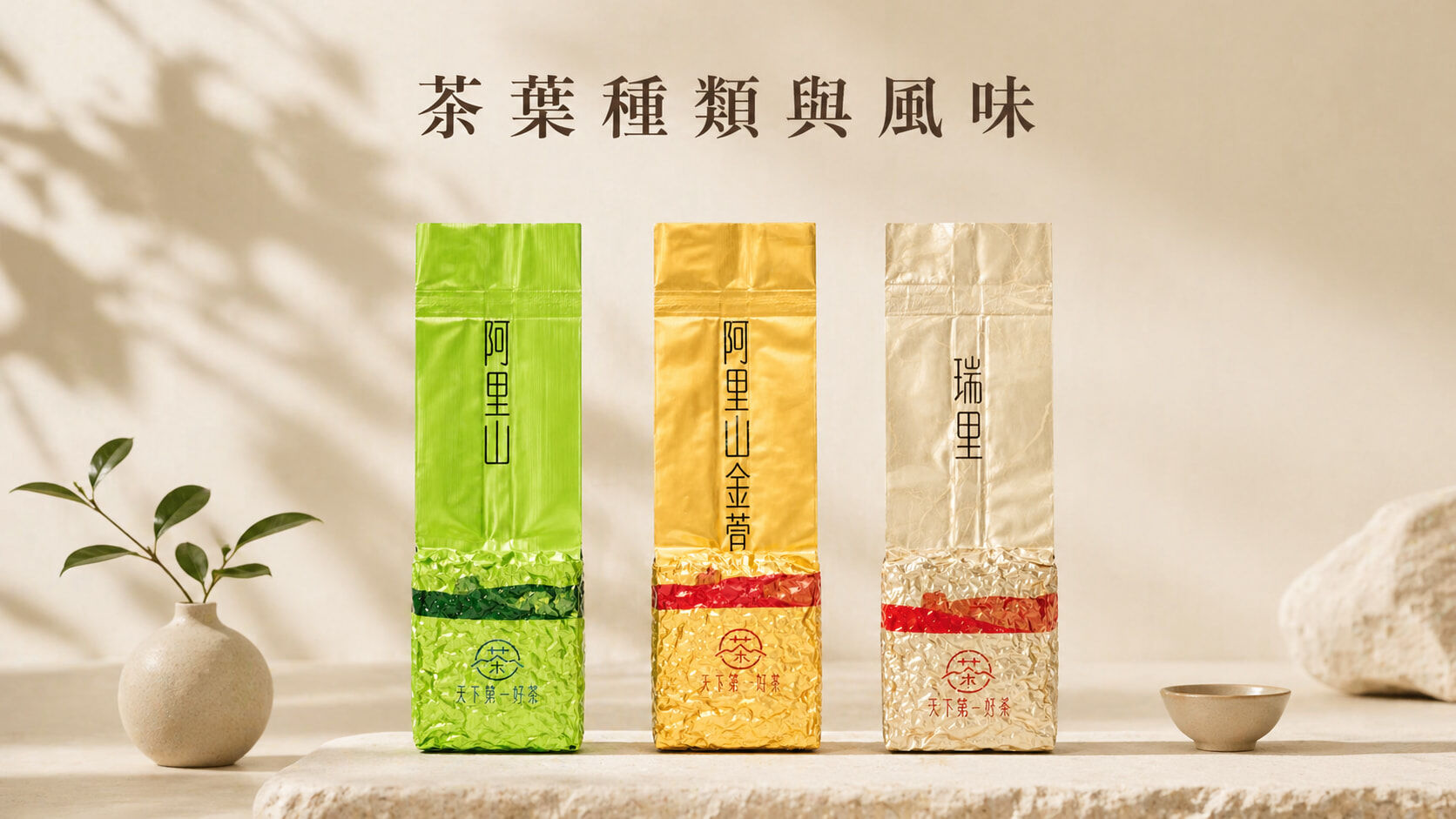 阿里山茶園風景與茶葉特寫