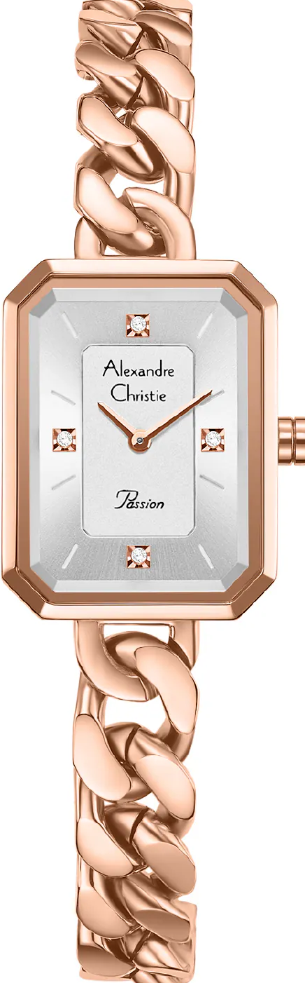 萬年鐘錶 - Alexandre Christie  玫瑰金方形優雅手鍊女錶 2B97LHBRGSL 錶徑19.5 x 25.5MM  (AC 錶)