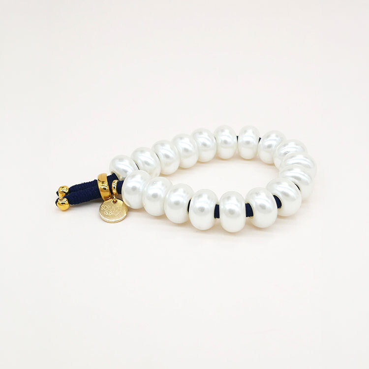 法國 SCRUNCHIE IS BACK BICHOUS 手工髮飾 甜甜圈珍珠 深藍