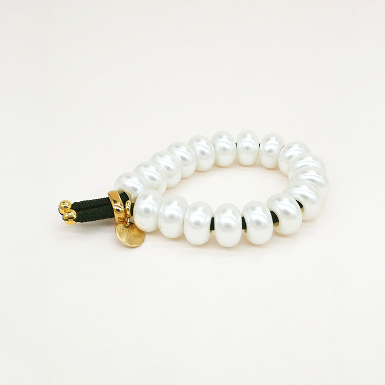 法國 SCRUNCHIE IS BACK BICHOUS 手工髮飾 甜甜圈珍珠 深綠