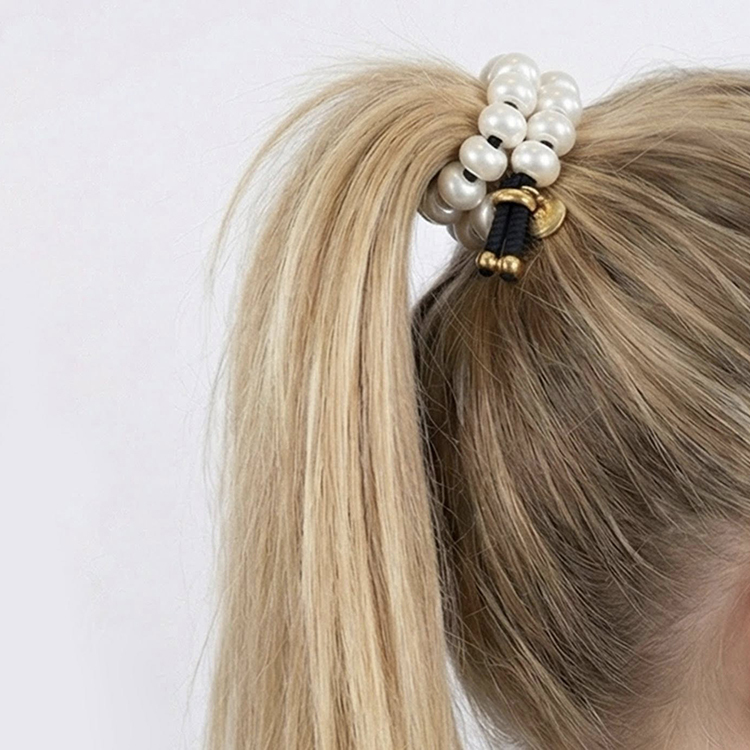 法國 SCRUNCHIE IS BACK BICHOUS 手工髮飾 甜甜圈珍珠 深綠