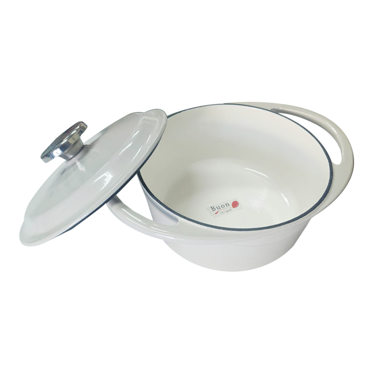 【BUON】鑄鐵鍋-溫潤白(圓型) 鑄鐵鍋 琺瑯 琺瑯鍋 溫潤 廚具 餐具 鍋子 鍋具