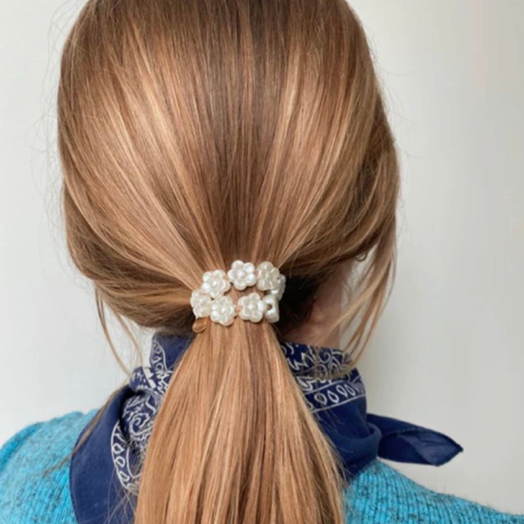法國 SCRUNCHIE IS BACK BICHOUS 手工髮飾 珍珠 花朵