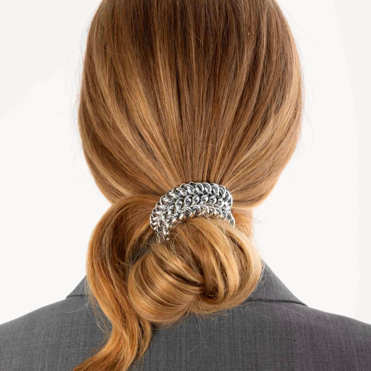 法國 SCRUNCHIE IS BACK BICHOUS 手工髮飾 金屬 銀