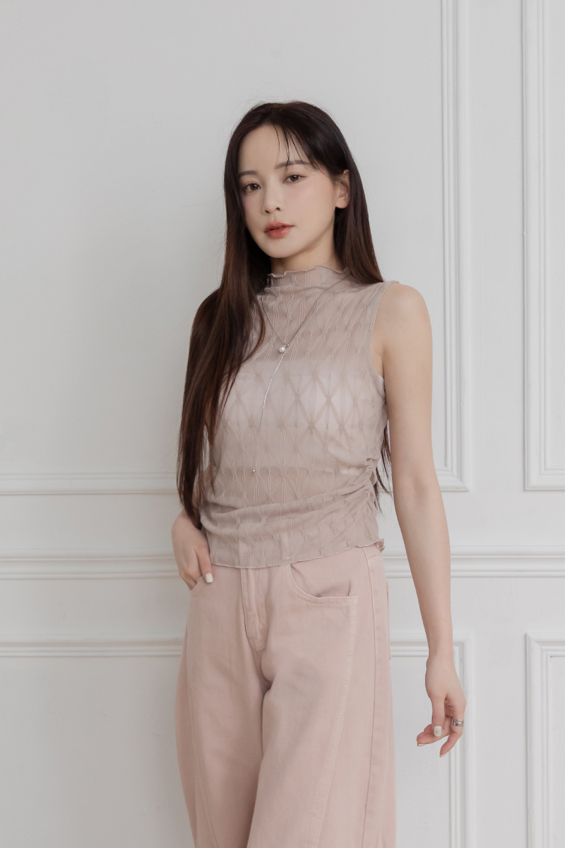 親膚彈力木耳邊內搭背心