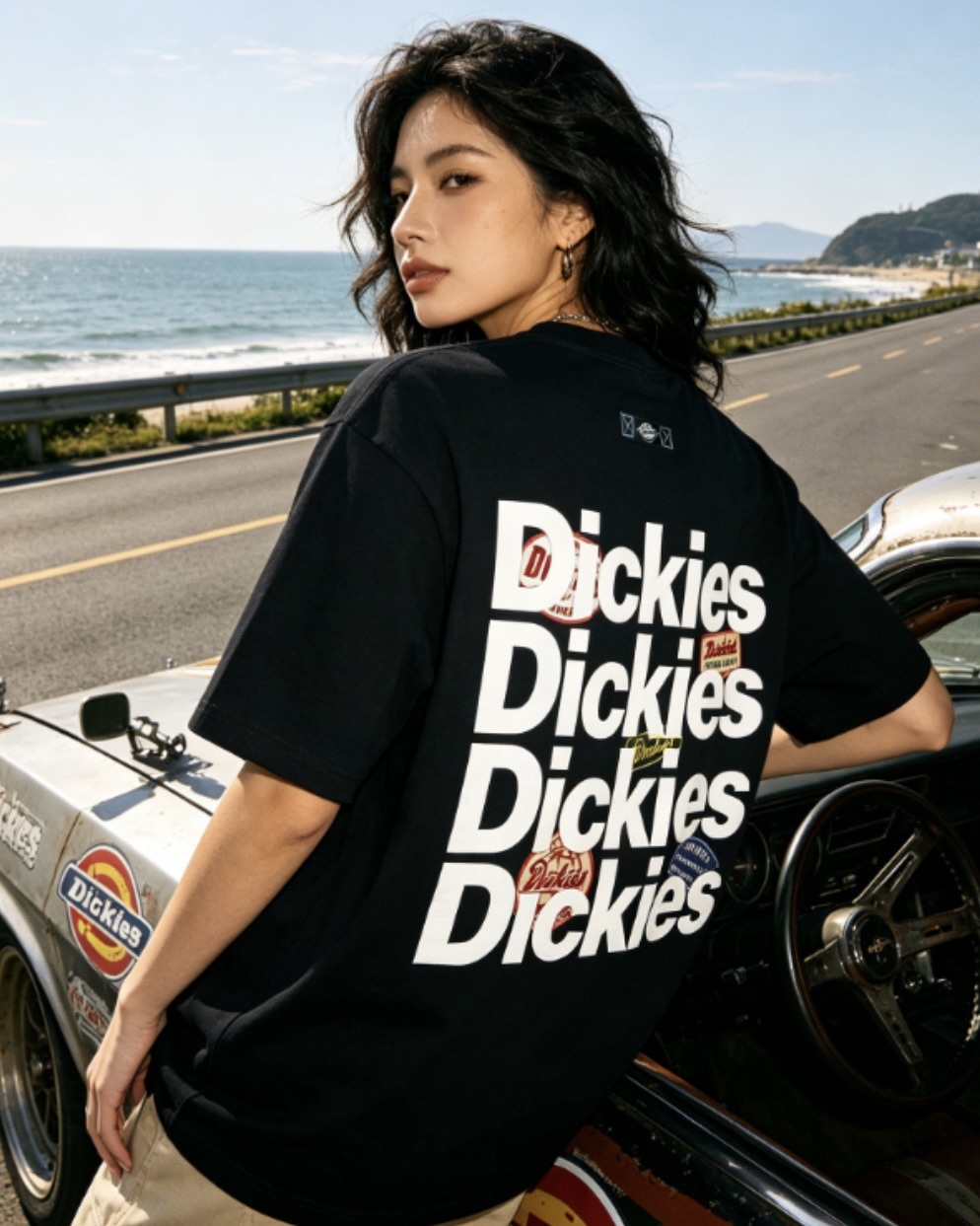 #預購 Dickies 320g 美式復古 純棉 貼圖滿印字母LOGO 落肩短踢 三色