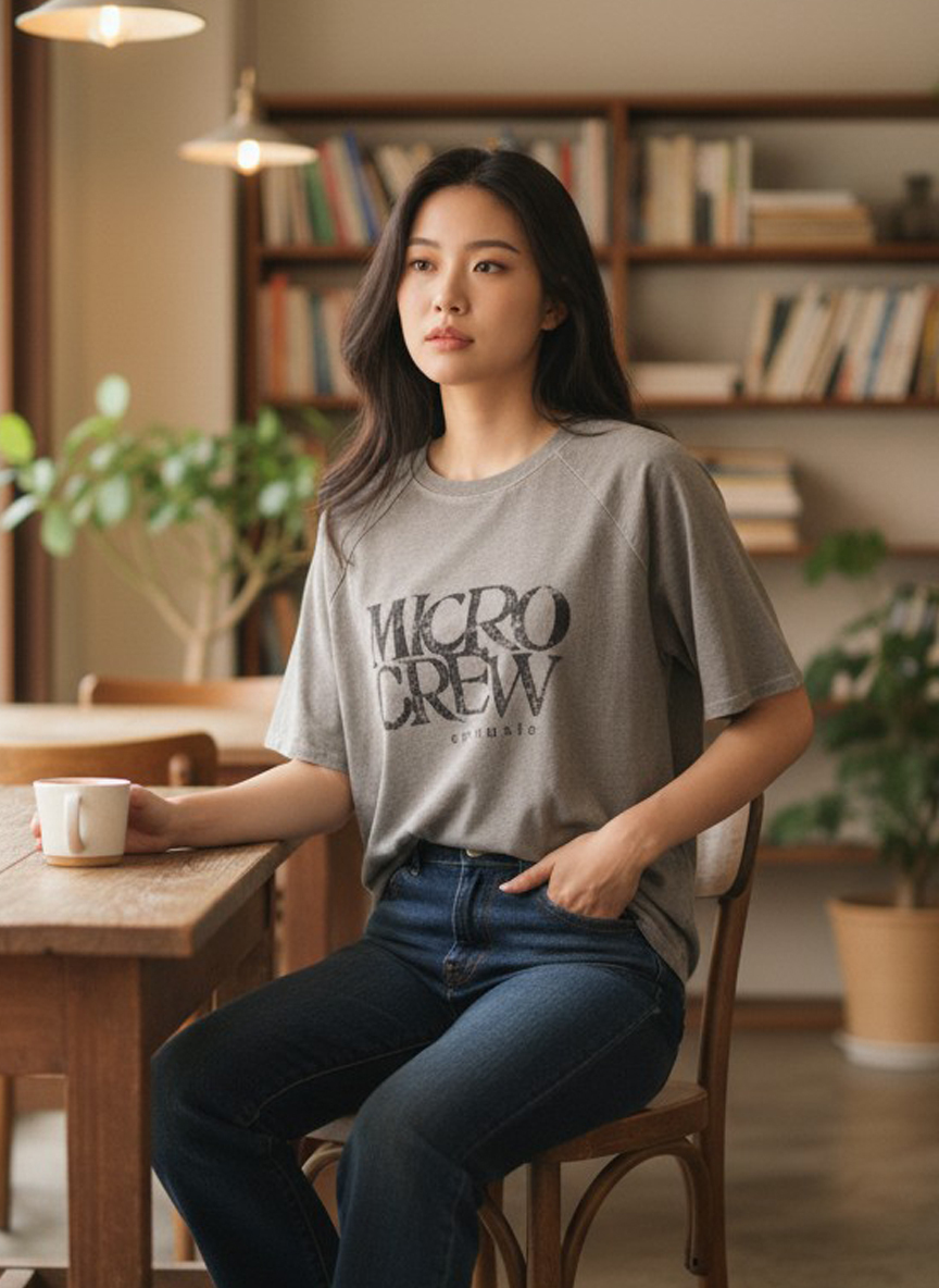 有點復古、有點隨性★Micro Crew字母美式棉T