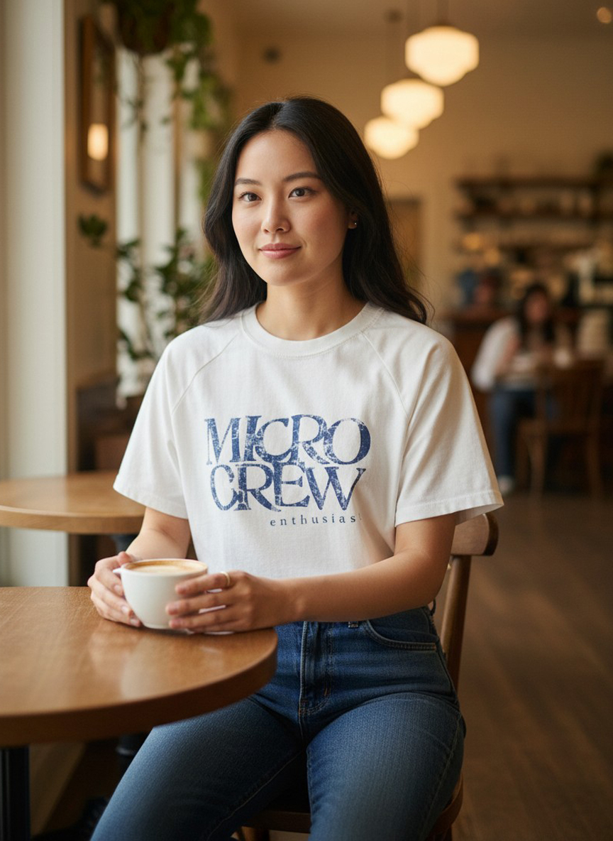 有點復古、有點隨性★Micro Crew字母美式棉T