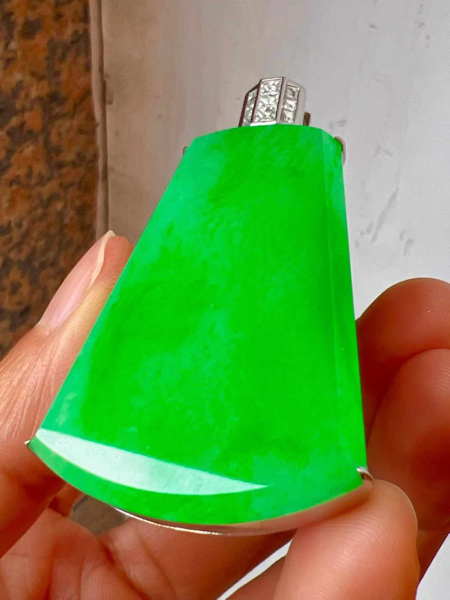 翡翠高冰陽綠平安牌,天然翡翠A玉, 緬甸玉, Jade, Jadeite