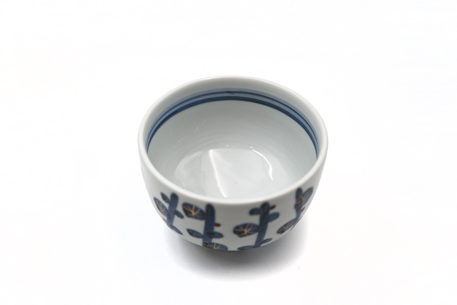 西岡工房｜砥部燒 金彩草花紋碗 1000ml