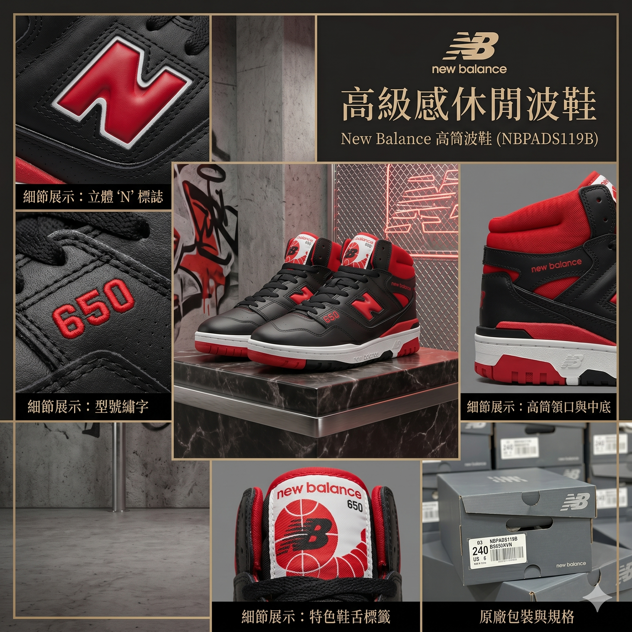 【現貨】New Balance LX0403703 高筒波鞋 (NBPADS119B)