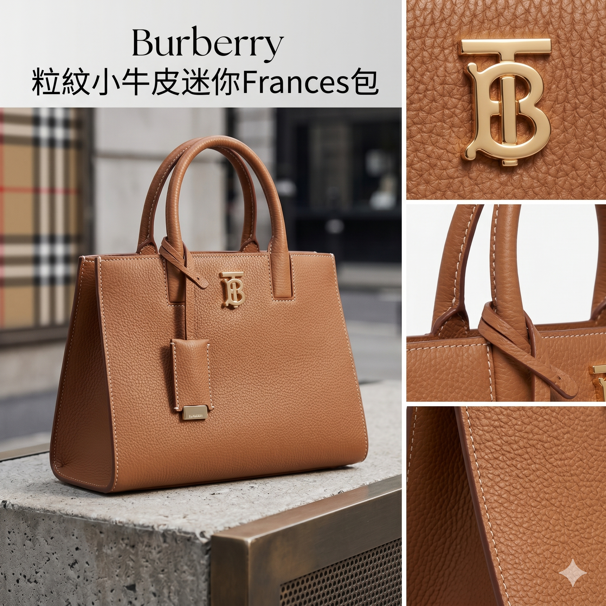 【現貨】Burberry Q120701 粒紋小牛皮迷你Frances包