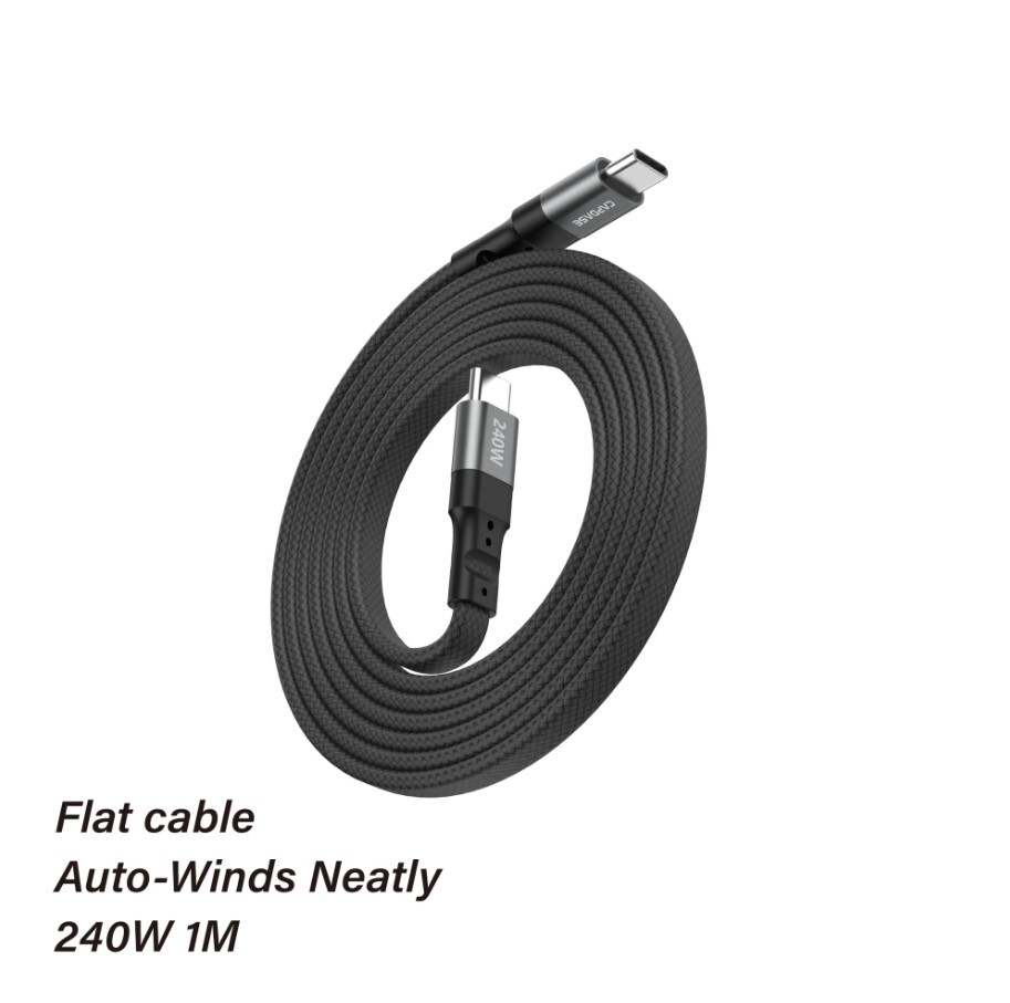 CAPDASE 240W | USB-C 磁力魔環快充 1m 扁身傳輸線 #HC00-75G1