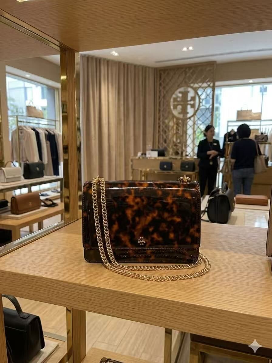 【預購】H042903 Tory Burch Emerson 玳瑁紋漆皮鏈條包