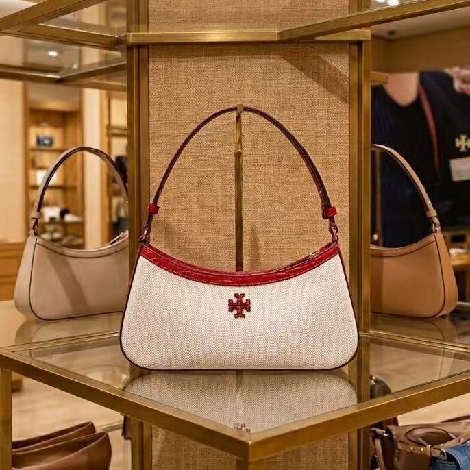 【預購】H042907 Tory Burch Emerson  紅色帆布拼接肩背包